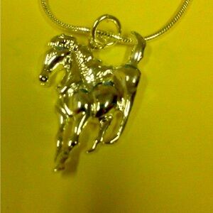 Genuine .925 Sterling Silver Horse Pendant, Chain Necklace.